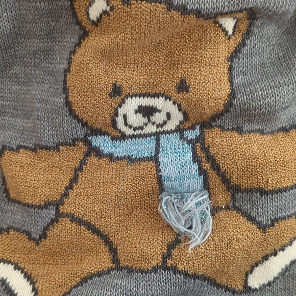 Christmas Vintage Teddy Bear Sweater Size Kids 5/6 - Picture 6 of 12